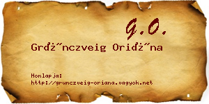 Grünczveig Oriána névjegykártya